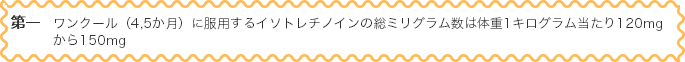 ワンクール（4,5か月）に服用するイソトレチノインの総ミリグラム数は体重1キログラム当たり120mg